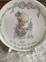 Precious Moments 1991 Porcelain Mini Plate with Easel Tell Me The Story ... - $8.55