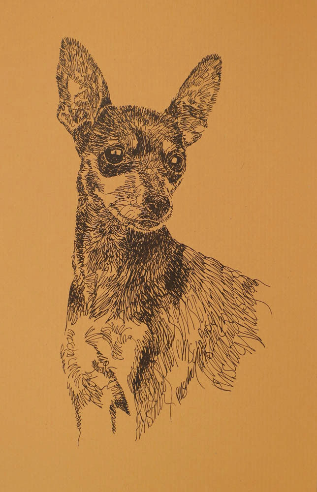 Miniature Pinscher Dog Art Print #49 WORD DRAWING Kline adds dogs name free.