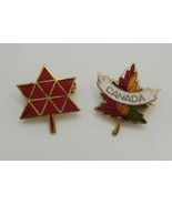 Canada Canadian Maple Leaf Lapel Hat Pin Lot of Two Geometric &amp; Colorful - €19,60 EUR
