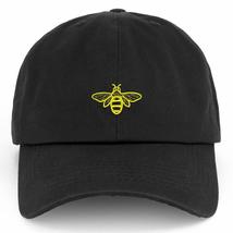 Trendy Apparel Shop XXL Bee Embroidered Unstructured Cotton Cap - Black - £17.68 GBP