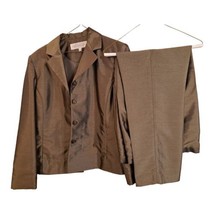 Women’s Larry Levine 2 Piece Olive Green Jacket &amp; Pant Suit 12P Petite - £44.23 GBP