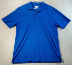 Grand Slam Polo Shirt Mens Large Blue 100% Polyester Short Sleeve Logo Collared - £13.98 GBP