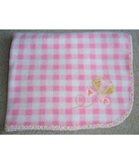 Carters Pink White Checked Gingham Butterfly Baby Girl Blanket Fleece - €16,63 EUR