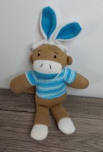 Dan Dee Sock Monkey Eastern Bunny Rabbit Light Blue Plush Stuffed Animal... - £11.52 GBP