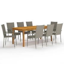 Dining Set Grey Solid Acacia Wood 9-piece set for 8 Stackable - $743.99