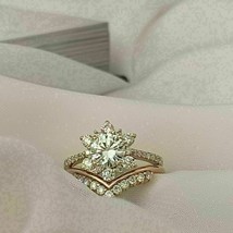 2Ct Round Cut VVS1 Diamond Bridal Set Engagement Ring 14K Yellow Gold Finish - £108.56 GBP