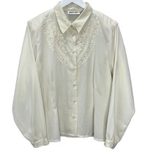 Vintage Yves St Clair Ivory White Embroidered Blouse Size 18 Eyelet Pleats  - £22.88 GBP