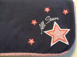 LAMBS &amp; IVY BLUE RED PLAID ALL STARS BLANKET LOVEY BABY STAR PLUSH SOFT - £15.59 GBP