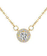Crystals From Swarovski Halo 3 Carat Necklace In 14K Gold Overlay 17 Inc... - £41.83 GBP
