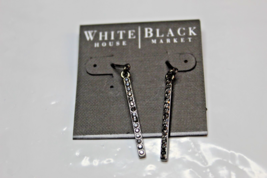 White House Black Market French Wire Dangle Earrings Metallic Bars W Rhinestones - £13.97 GBP