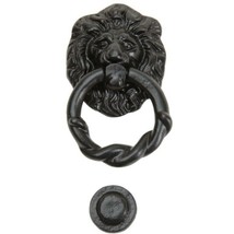 Decorative Door Knocker Kit Lion Head Black Powder Coated Cast Iron 1 1/... - $19.95