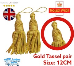 Gold Bullion Tassels pair&quot;12CM&quot; For Army Uniform&#39; church Vestments, Deco... - £12.90 GBP