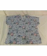 Jasco Uniform Blue Floral &amp; Palm Tree Graphic Pattern Medium Nursing Scr... - $16.01