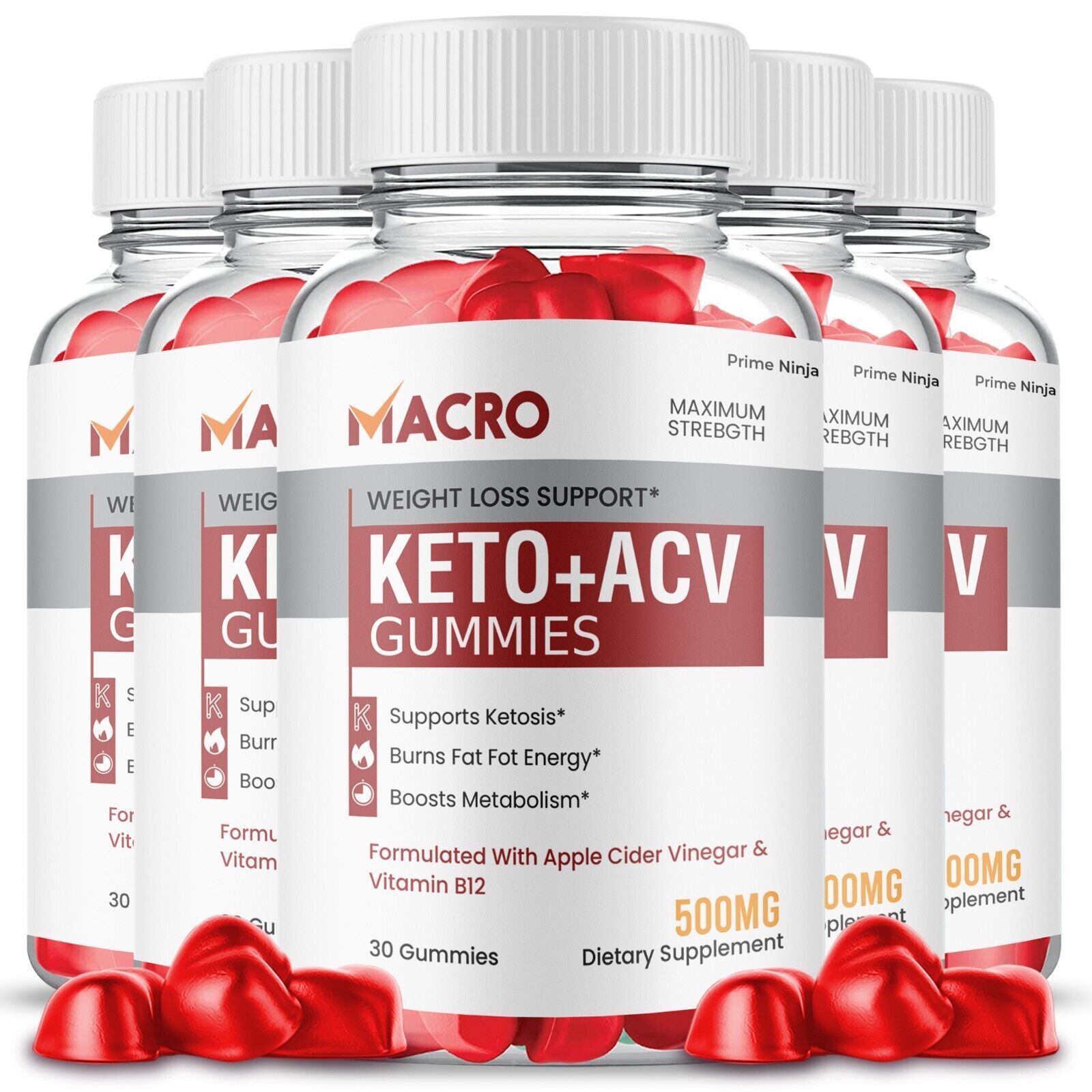 5 Pack Macro Keto ACV Gummies Max Strength with Apple Cider Vinegar