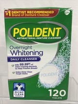 (2) Polident Overnight Whitening Antibacterial Denture Cleanser 120 Coun... - $14.84