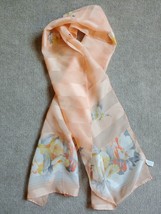 Vtg Striped Sheer Floral Scarf Peachy 60 x 12.5&quot; Head Neck Business Lady... - $18.76