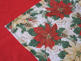 Christmas Table Topper 31&quot;x31&quot; cotton designer fabric - red green gold c... - £19.62 GBP