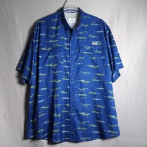 Ocean Coast Big &amp; Tall Men&#39;s Swordfish Print Button Down Short Sleeve Shirt 3XL - £19.55 GBP