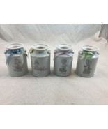 Lot Of 4 Prcious Moments Month Figurines Jars - July August November Dec... - $9.49
