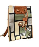 Double Fish 90s Leather Geometric Beige Green Silver Drawstring Shoulder... - $102.09 CAD