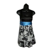 City Studio Dress Fit N Flare Sleeveless Juniors Size 11 Black Teal White Party - £7.78 GBP