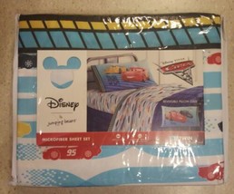 NWT Disney Pixar Cars 3 PieceTWIN Sheet Set Flat, Fitted Sheets Pillow Case - $19.14