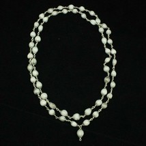 White Vaijayanti Mala in Pure Silver Caps 108+1 beads - $174.15