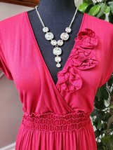Studio M Women&#39;s Pink Viscose V-Neck Casual Sleeve Maxi Dress Size L - £22.14 GBP