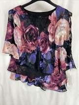 NWT Alex Women&#39;s Size S Evenings Blouse Floral Sheer Layered Chiffon Party Top - £30.04 GBP