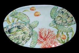 Colorful Embossed Turtles Fish Coral Thick Heavy Melamine 17&quot; Oval Platt... - $651.93 MXN