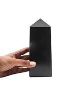 Black Tourmaline Crystal Chakra Healing Collectible Stone Obelisk Tower 195mm - $219.52