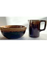 Brown Drip Ware Soup Cereal Bowl Creamer Cream Pitcher Japan Macoy or Hull - $14.80