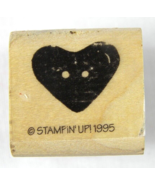 Little Heart Shaped Button RUBBER STAMP Stampin Up 1995 5/8 x 3/4 inch - $2.49