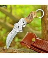 Handmade Folding Karambit Blade Pocket Knife - Engraved Bladen- Ram Horn... - $47.51