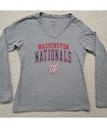 Womens Washington Nationals Tshirt Size Medium Long Sleeve Gray Fanatics  - $13.55