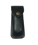 Vintage Buck 110 Pocket Knife SHEATH Black Leather Belt Loop up to 5&quot; - £22.81 GBP