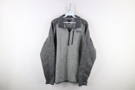 Patagonia Mens Large Spell Out Box Logo Better Sweater Half Zip Pullover Gray - £74.90 GBP