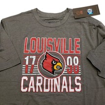 Louisville Cardinals Retro Stacked Short Sleeve T-Shirt Adult Unisex Size M Grey - £12.61 GBP