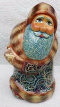 RARE HAND CARVED Russian Artist Signed wood G Debrekht Santa 6.5&quot; ornament - £172.27 GBP