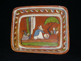 Mexican Hand Crafted Pottery Dish Made in Mexico A R Man Siesta 9&quot; x 8&quot; Pottery - £23.88 GBP