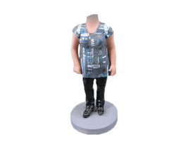 Custom Bobblehead Lovely Lady In Printed Design Tshirt With A Handbag - Leisure  - £66.34 GBP