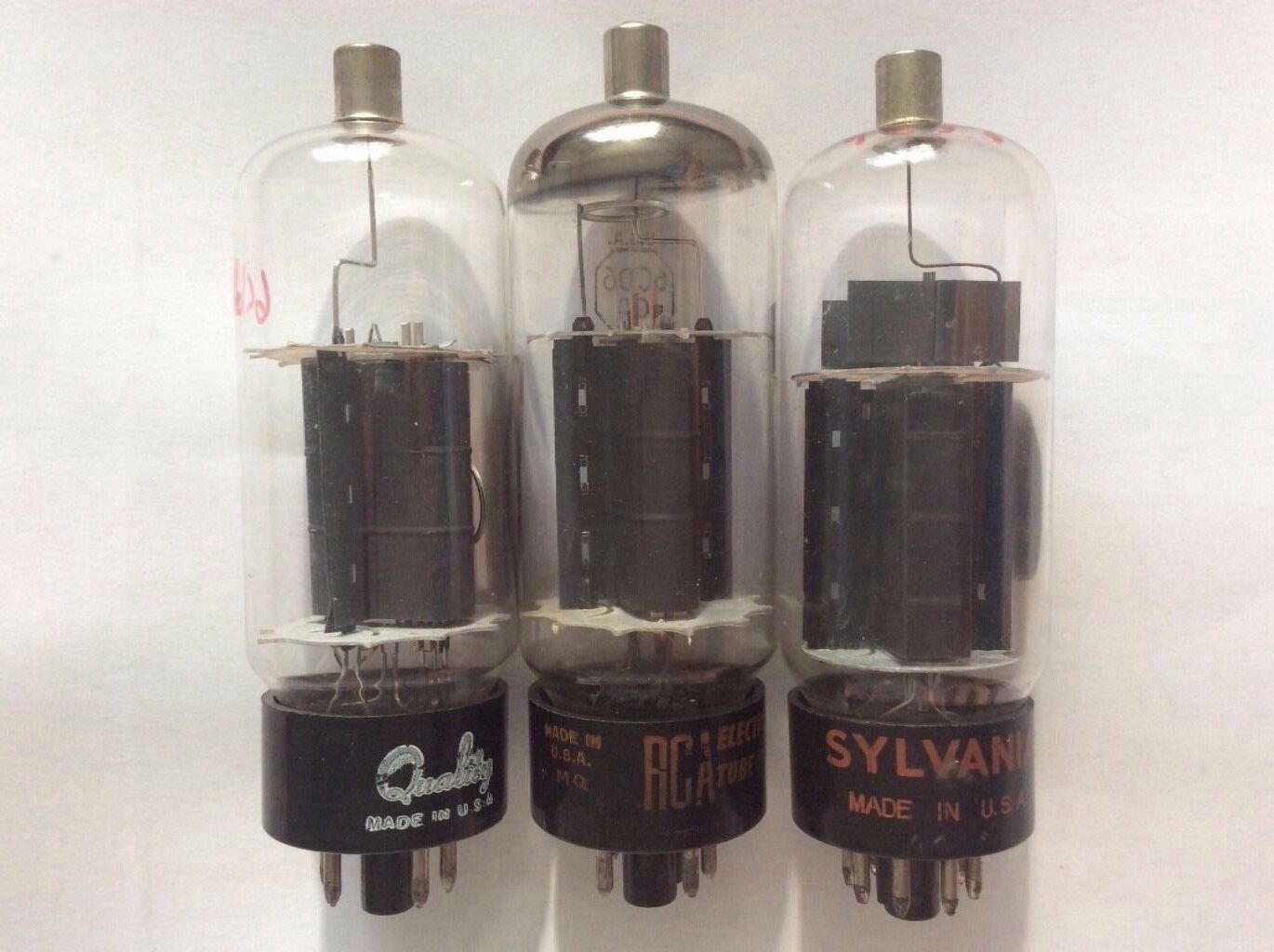 6CD6GA NOS Test Tubes Three Assorted Brands - Quality RCA Sylvania Black Plate  			