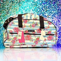 Betsey Johnson Designer Carry On Rolling Duffel Bag In Stripe Floral RV $160 NIB - £100.47 GBP