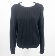 Hastings &amp; Smith Black Lambswool Sweater Ribbed Shoulder Pads Cuffs - $24.16