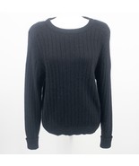 Hastings &amp; Smith Black Lambswool Sweater Ribbed Shoulder Pads Cuffs - $24.16