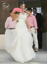 Glamorous Luxury Organza Lace Wedding Dress White Cathedral Bridal Gown ... - $369.00