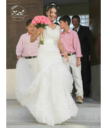 Glamorous Luxury Organza Lace Wedding Dress White Cathedral Bridal Gown Beaded - $506.08 CAD