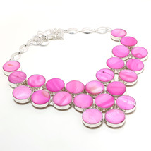 Pink Mother Of Pearl Gemstone Christmas Gift Necklace Jewelry 18&quot; SA 3165 - £11.98 GBP