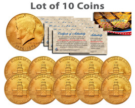 10 Count 1976 Jfk Half Dollar Us Coins 24K Gold Plated w/Capsules - £29.88 GBP