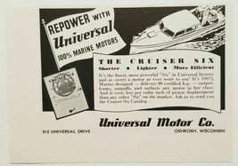 1940 Print Ad Universal Cruiser Six Marine Motors Oshkosh,WI - $8.92